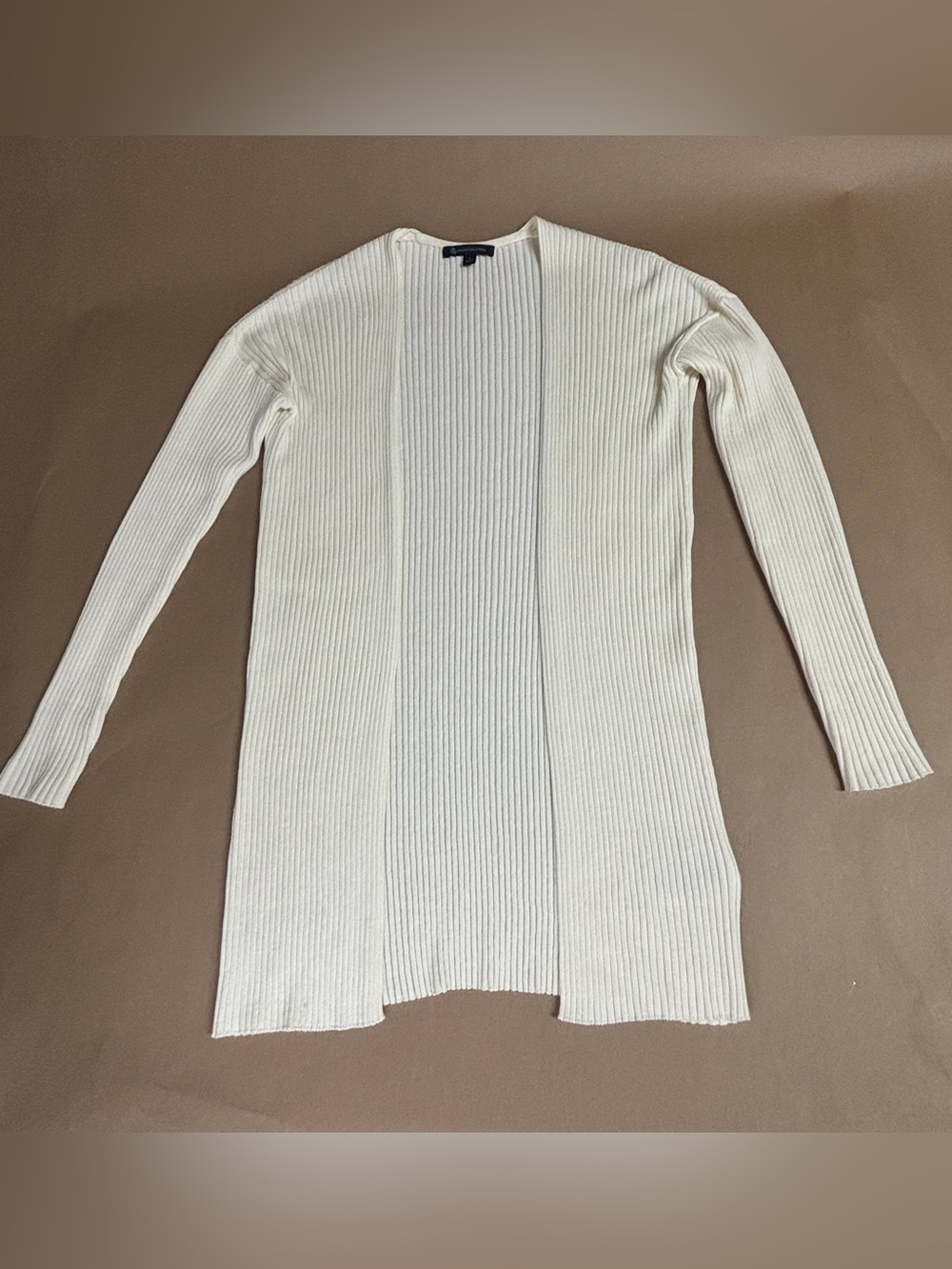 ☑️ Brooks Brothers Ribbed Duster Cardigan — Ivory Cotton-Linen, Sz S